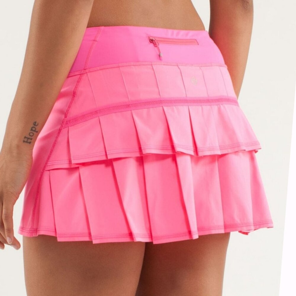 LULULEMON Pace Setter Skirt Pleated Mini Skort Pinkelicious Hot Pink 2 Tall